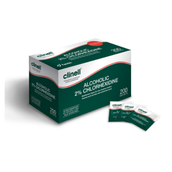 Lingettes Cutanées Alcoolisées Clinell 2% Chlorhexidine - 200 pièces